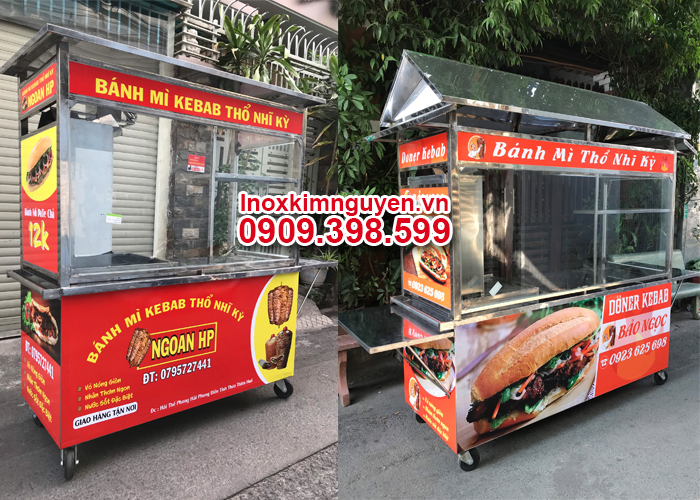Khung xe bánh mì doner kebab làm bằng Inox 304 100% chống rỉ sét và tác nhân gây hại từ môi trường